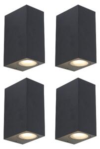 Set od 4 moderne zidne svjetiljke crne IP44 - Baleno II