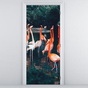Foto tapeta za vrata - Jato flamingosa (95x205cm)