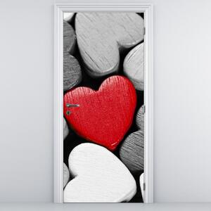 Foto tapeta za vrata - Drvena srca (95x205cm)
