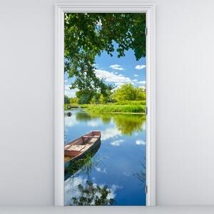 Foto tapeta za vrata - Ljetna rijeka s čamcem (95x205cm)