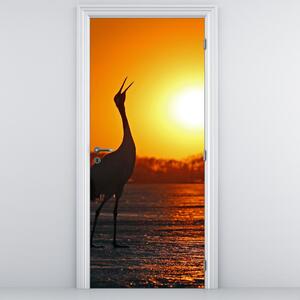 Foto tapeta za vrata - Ptice na zalasku sunca (95x205cm)
