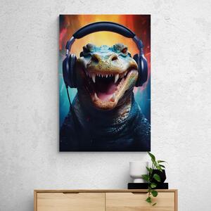Slika aligator sa slušalicama