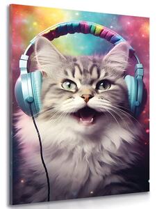 Slika mačka sa slušalicama
