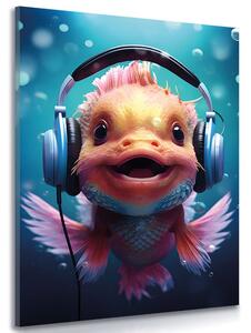 Slika ribica sa slušalicama