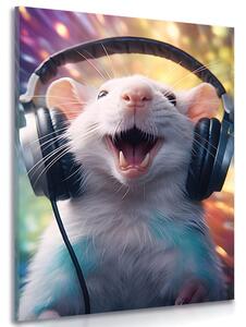 Slika štakor sa slušalicama