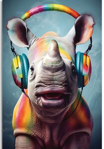 Slika nosorog sa slušalicama