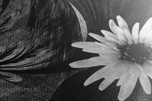 Slika cvijeće na crno-bijeloj pozadini