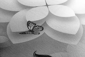 Slika apstraktno cvijeće u crno-bijelom dizajnu