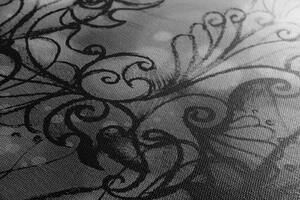 Slika cvjetna Mandala u crno-bijelom dizajnu