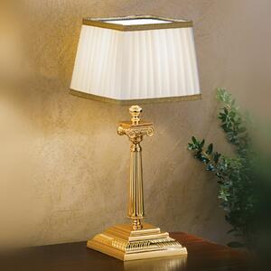 Masiero Stolna lampa Sarafine, bijela/zlatna, sjenilo od svilene repe, visina 41 cm, Bijela, Dnevni boravak/blagovaonica, Tkanina / tekstil