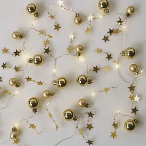 Emos Božićna girlanda, zlatne kugle sa zvijezdama, LED, toplo bijela, 2xAA, IP20, 1.9m