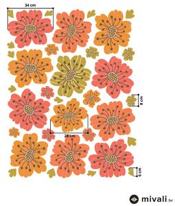 Zidne naljepnice - Cvijeće crveno-narančasto