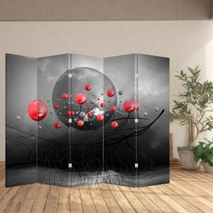 Paravan - crvena apstraktna kugla (210x170 cm)
