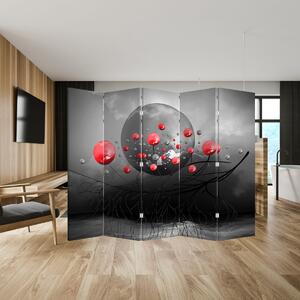 Paravan - crvena apstraktna kugla (210x170 cm)