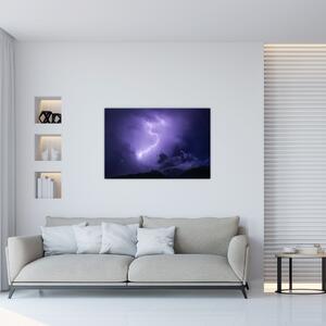 Slika - ljubičasto nebo i munja (90x60 cm)