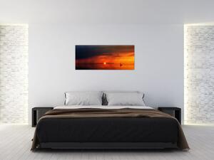 Slika zalaska sunca s jedrilicom (120x50 cm)