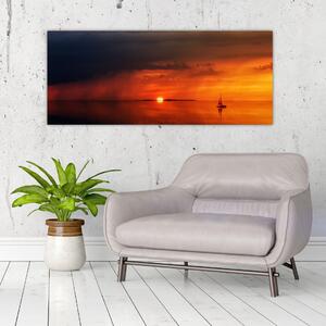 Slika zalaska sunca s jedrilicom (120x50 cm)