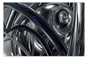 Slika sive apstrakcije s dodatkom plave (90x60 cm)
