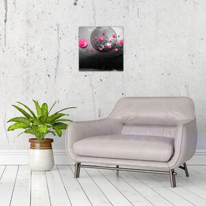 Slika ružičastih apstraktnih kugli (30x30 cm)
