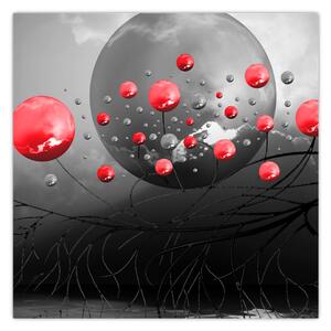 Slika crvenih apstraktnih kugli (30x30 cm)
