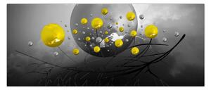 Slika - žute apstraktne kugle (120x50 cm)