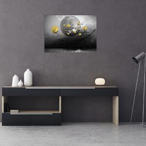 Slika zlatnih apstraktnih kugli (70x50 cm)
