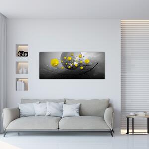 Slika - žute apstraktne kugle (120x50 cm)