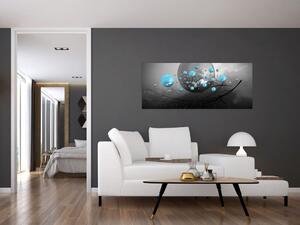 Slika - svijetlo plave apstraktne kugle (120x50 cm)