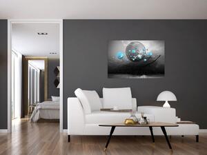 Slika - svijetlo plave apstraktne kugle (90x60 cm)