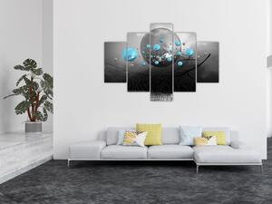 Slika - svijetlo plave apstraktne kugle (150x105 cm)