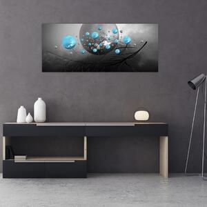 Slika - svijetlo plave apstraktne kugle (120x50 cm)