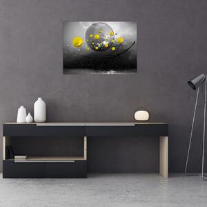 Slika - žute apstraktne kugle (70x50 cm)