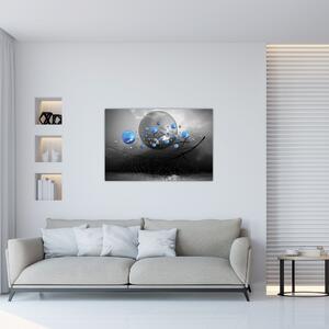 Slika plavih apstraktnih kugli (90x60 cm)