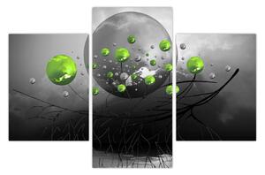 Slika zelenih apstraktnih kugli (90x60 cm)