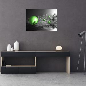 Slika zelenih apstraktnih kugli (70x50 cm)