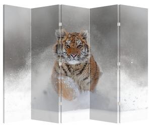 Paravan - Tigar koji trči po snijegu (210x170 cm)
