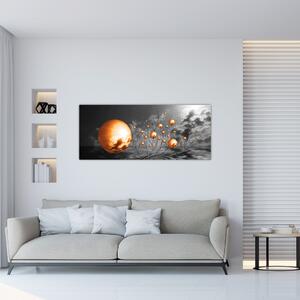 Slika narančastih apstraktnih kugli (120x50 cm)
