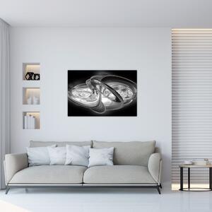 Slika moderne sive apstrakcije (90x60 cm)