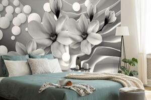 Tapeta crno-bijela magnolija na apstraktnoj pozadini