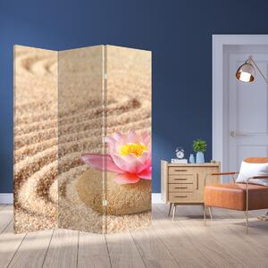 Paravan - Kamen s cvijetom na pijesku (126x170 cm)