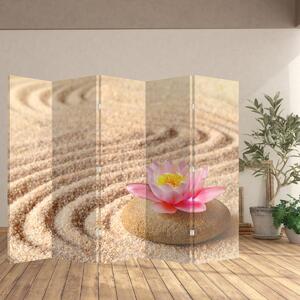Paravan - Kamen s cvijetom na pijesku (210x170 cm)