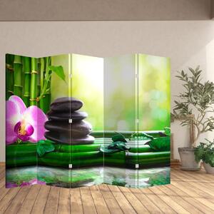 Paravan - Masirajte kamenje i orhideje na vodi (210x170 cm)