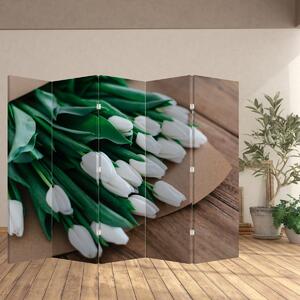 Paravan - Buket bijelih tulipana (210x170 cm)