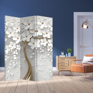 Paravan - Bijelo stablo s cvijećem (126x170 cm)