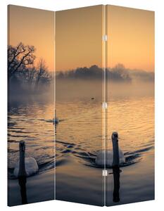 Paravan - Labudovi na vodi u magli (126x170 cm)