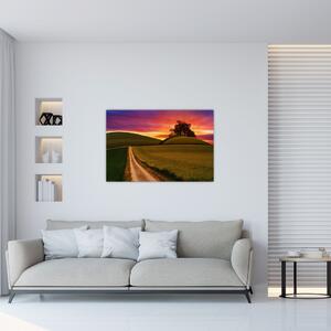 Slika polja sa zalaskom sunca (90x60 cm)