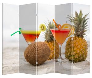 Paravan - Ananas i čaše na plaži (210x170 cm)