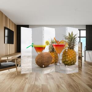Paravan - Ananas i čaše na plaži (210x170 cm)
