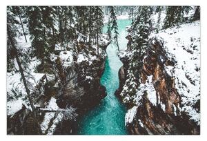 Slika - planinska rijeka zimi (90x60 cm)
