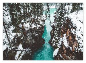 Slika - planinska rijeka zimi (70x50 cm)